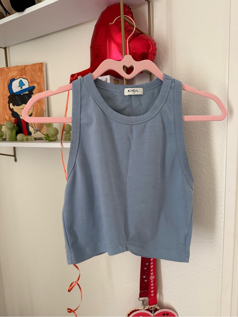 OGL Women's Dusty Blue Ribbed Sleeveless Tank